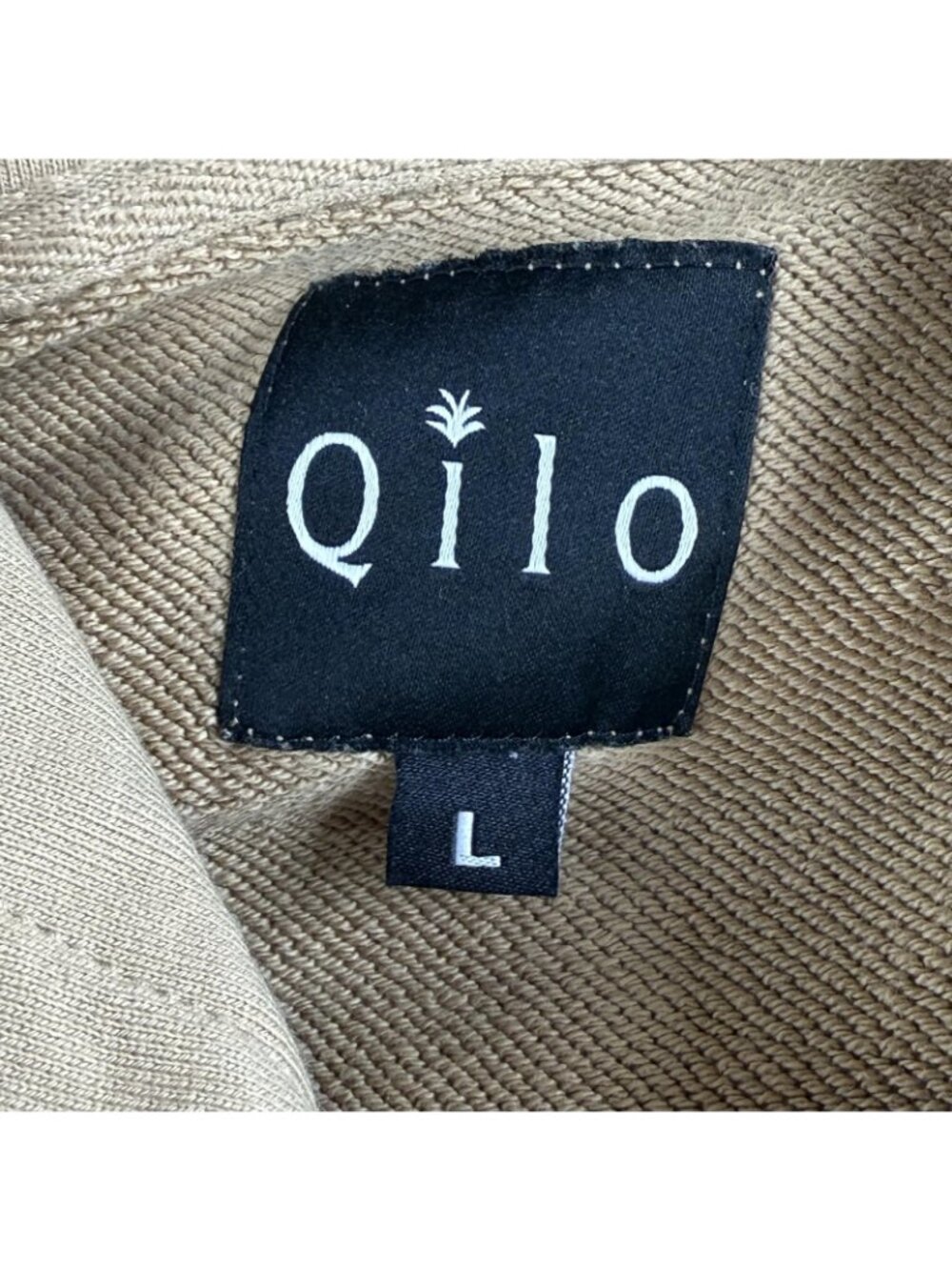 Qilo Hoodie Mens Large Beige Pullover Rocket Launcher Graphic Fleece Tactical - Picture 3 of 15